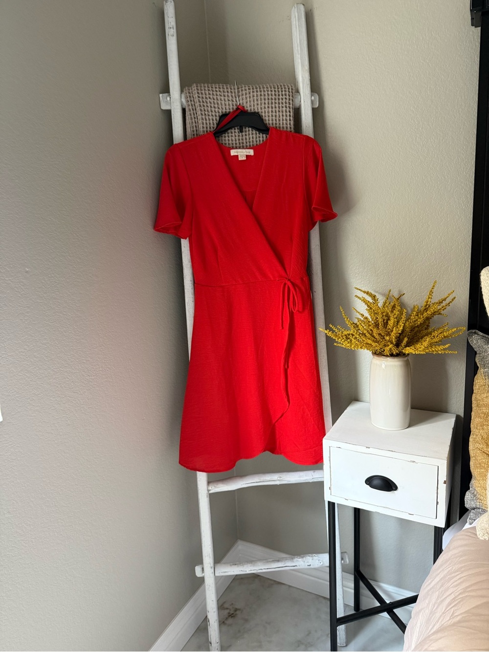 Monteau Bright Red Wrap Mini Dress